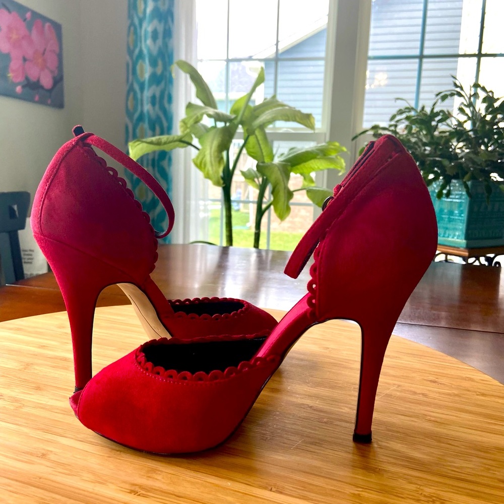 Red Suede Heels by Nine West with Box-Size 8